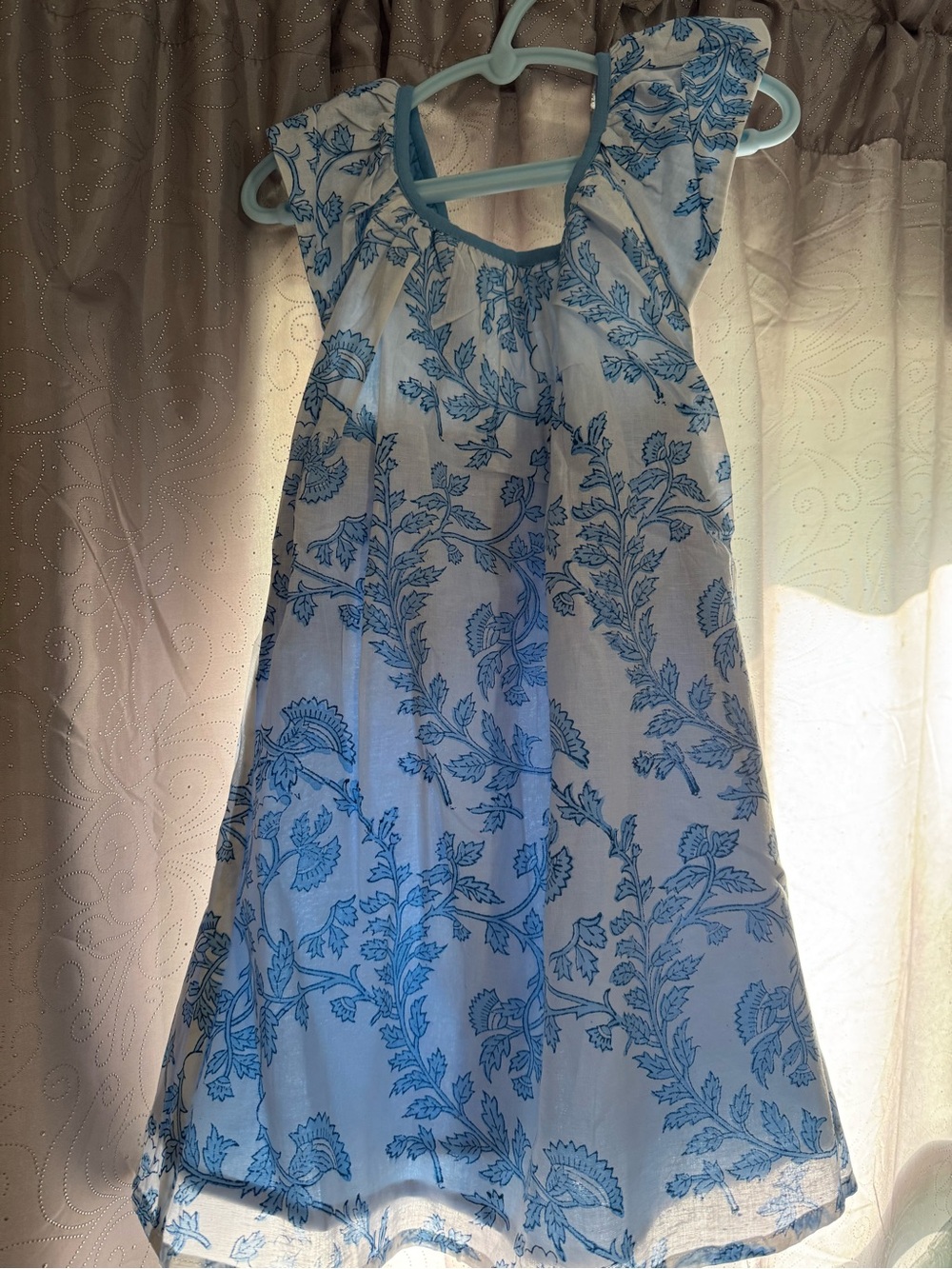 Aurelia White Dress with Blue Floral Print